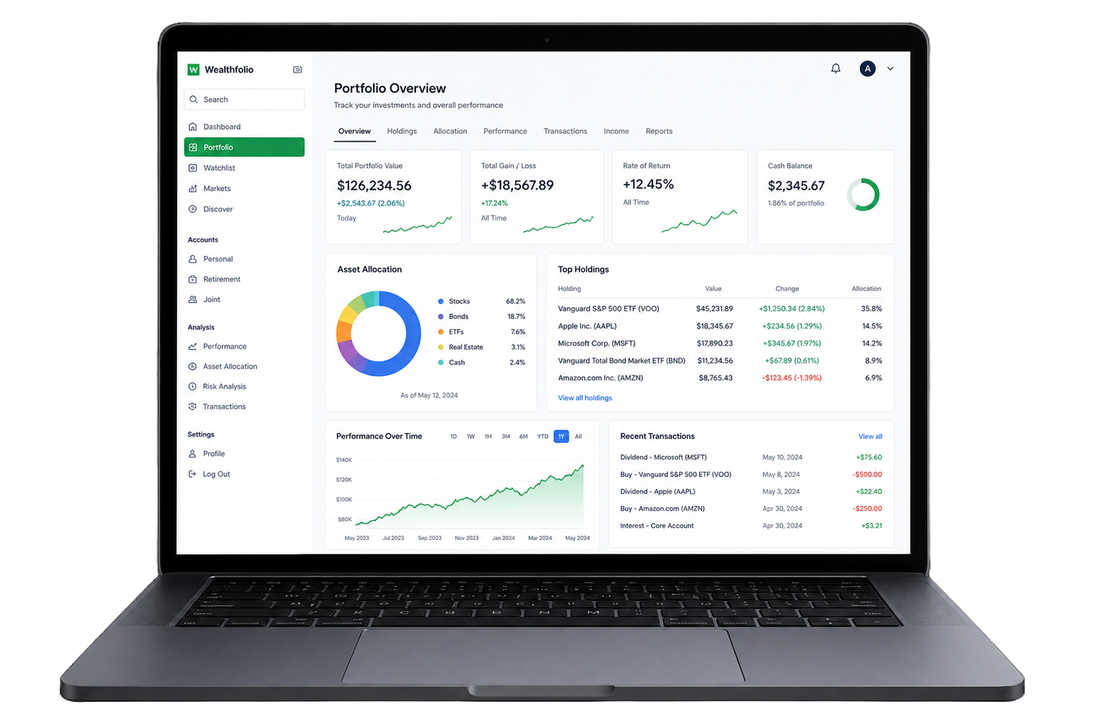 Wealtia dashboard preview